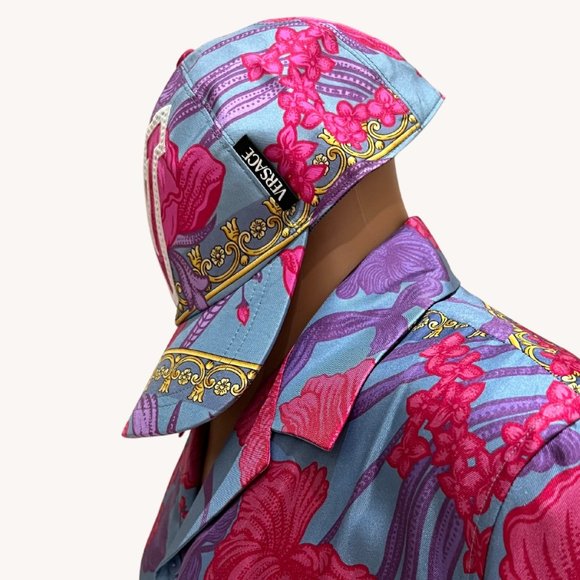 Versace Blue, Pattern Print Baseball Cap - Picture 3 of 8